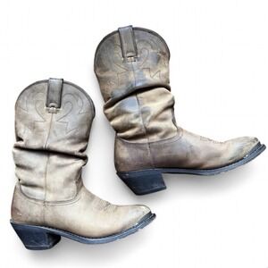 Durango Women's Distressed Tan Slouch Western Leather Cowboy Boots #RD542 Sz 6.5